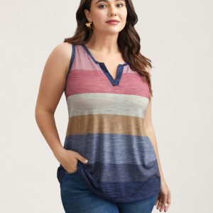 Multi-Color Stripes Off-Sleeves Vest