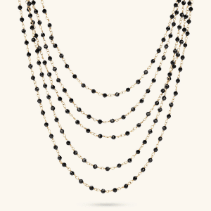 Multi-strand Rosary Necklace with Black Spinel