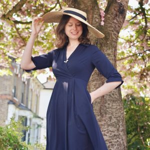 Retro Kelly Midi Dress (Navy)