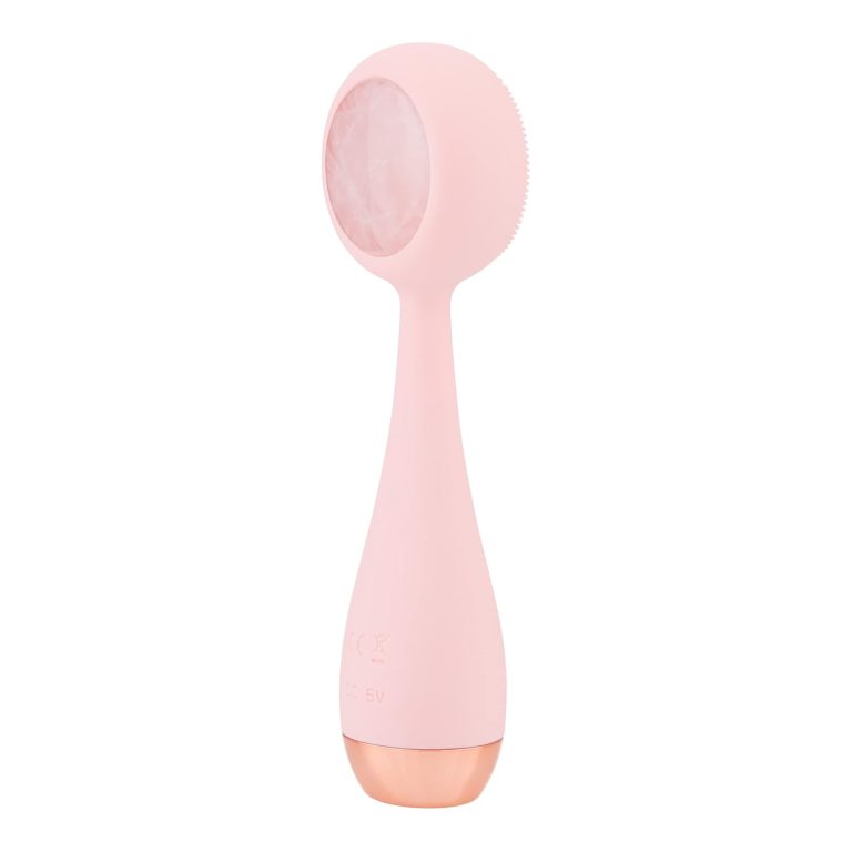 PMD Clean Pro RQ Smart Facial Cleansing Device with Silicone Brush Rose Quartz Gemstone