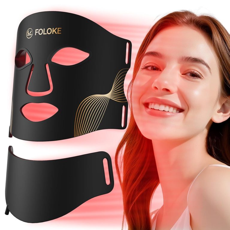 FOLOKE LED Light Therapy Mask Skin Care, LEDs face mask & neck mask Red – Wavelength for Home Use, Advanced Skincare Made Easy JET