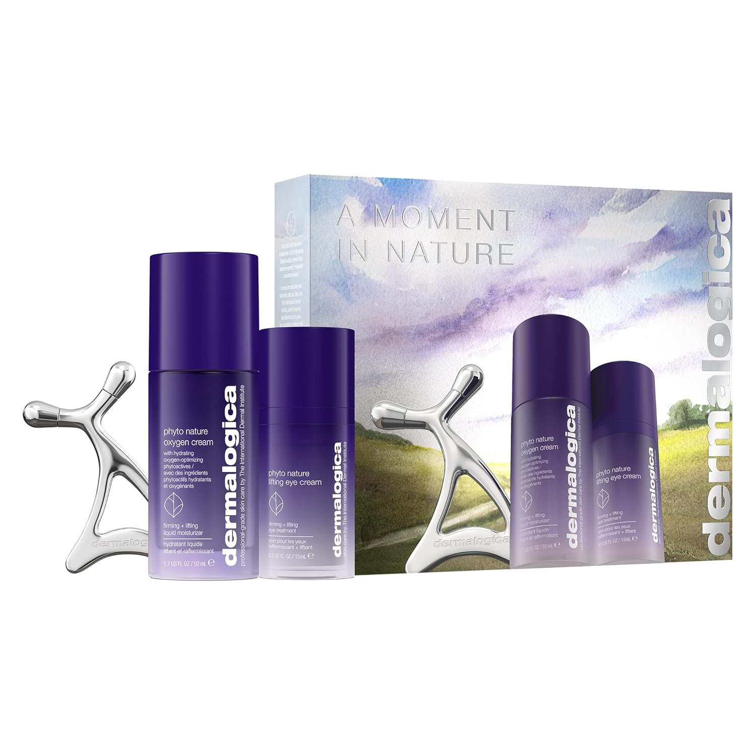 Dermalogica A Moment in Nature Face Cream + Eye Cream Duo Set with Gua Sha Skin Roller Reduce the Appearance of Skin Aging 17 + 05 Fl Oz